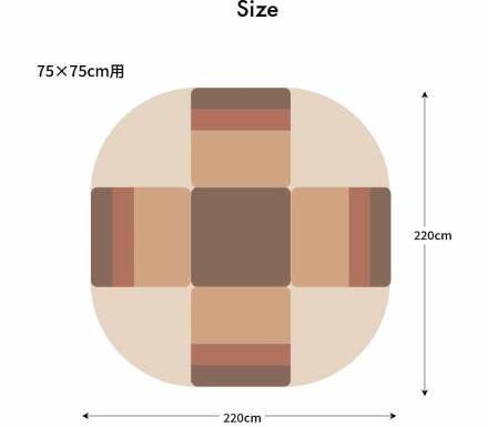 高さ4段階調節できるこたつ用掛布団 75×75cm用