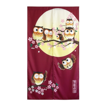 「風水」ふくろうのれん 暖簾 フクロウ 縁起物 室内 インテリア 間仕切り 目隠し おしゃれ かわいい 梟 ロング丈