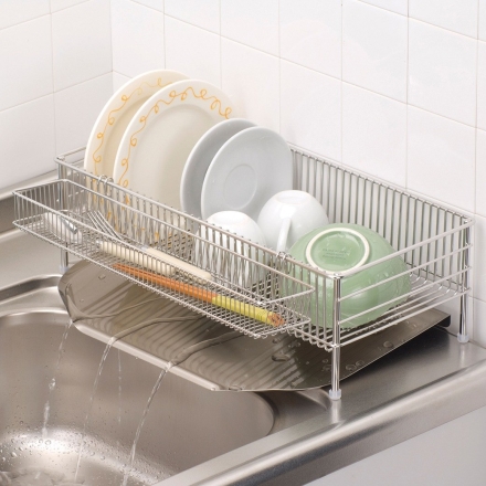 ラバーゼ NEW水切りスリム縦置き3点セット 水切りトレー ポケット 縦置き 燕三条 ステンレス コンパクト 水切りトレー ポケット 箸置き かご 水切りラック