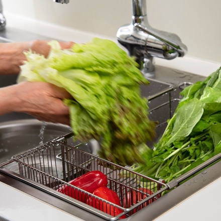 ラバーゼ シンクインバスケット 伸縮式 シンクに渡せる 大皿対応 大容量 燕三条 ステンレス 水切りラック