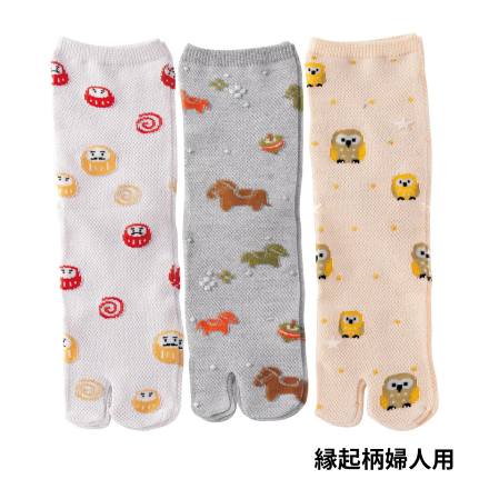 足袋ソックス 3色組 全面メッシュ ムレない 靴下 かわいい 柄 プレゼント 贈り物