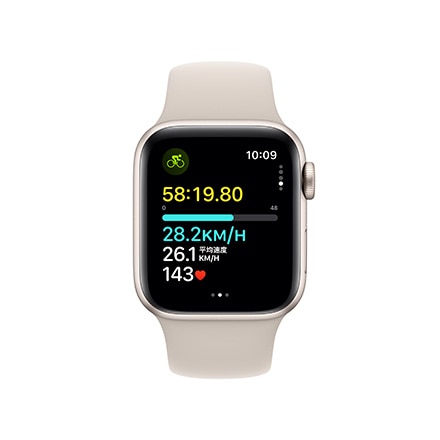 Apple Watch SE 第2世代 （GPS + Cellularモデル）- 40mmスターライトアルミニウムケースとスターライトスポーツバンド - S/M with AppleCare+