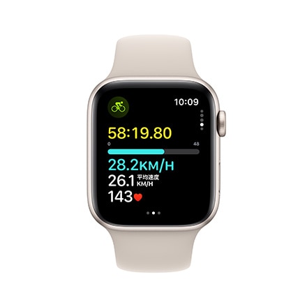 Apple Watch SE 第2世代 （GPSモデル）- 44mmスターライトアルミニウムケースとスターライトスポーツバンド - S/M