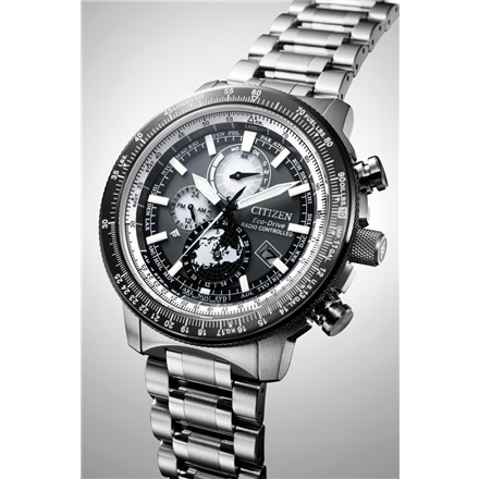 CITIZEN シチズン PROMASTER プロマスター SKY スカイ BY3006-53H メンズ 腕時計 光発電 エコドライブ 電波 飛行計算尺 ワールドタイム 20気圧防水 サファイアガラス ステンレスケース