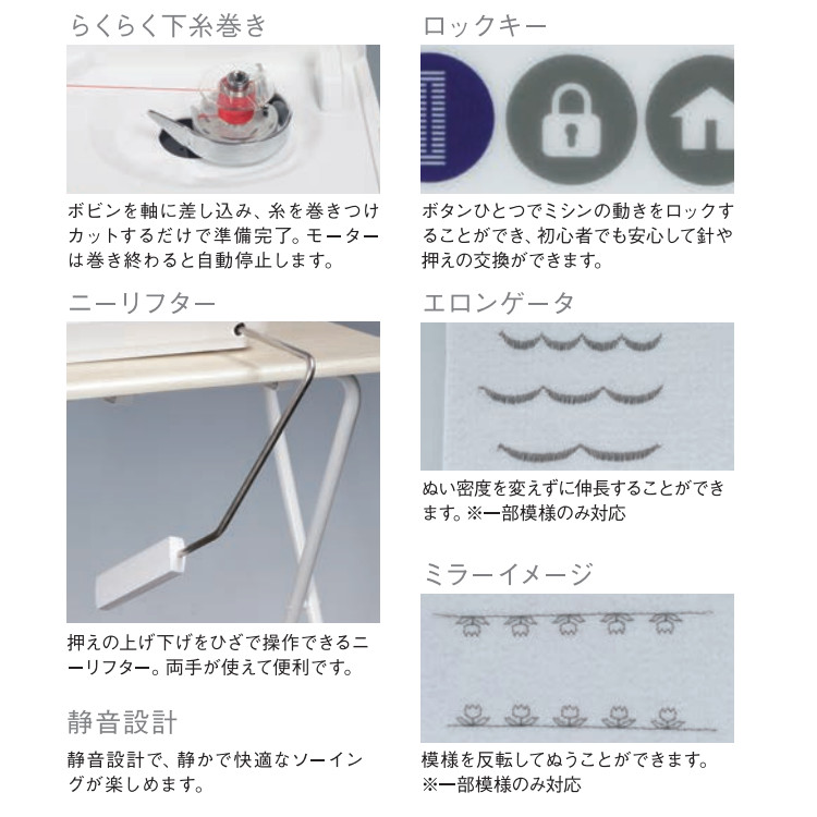 【コンピューターミシン&11大特典＆裁縫箱セット】ハッピージャパン FFH-8000 ミクリエ（mycrie）＆フットコントローラー・ワイドテーブル&サンコッコー手芸道具11点＆山崎実業 TOWER 裁縫箱 5060 セット