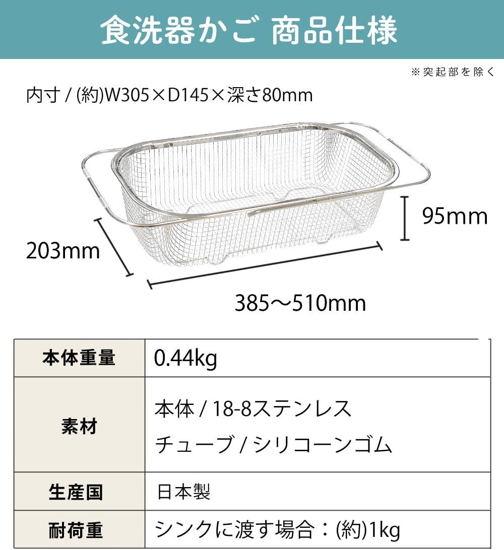 すっきり暮らす 水切りかご 深型 シンク渡しタイプ ステンレス 燕三条 日本製 ＆ 水切りマット ＆ スポンジ