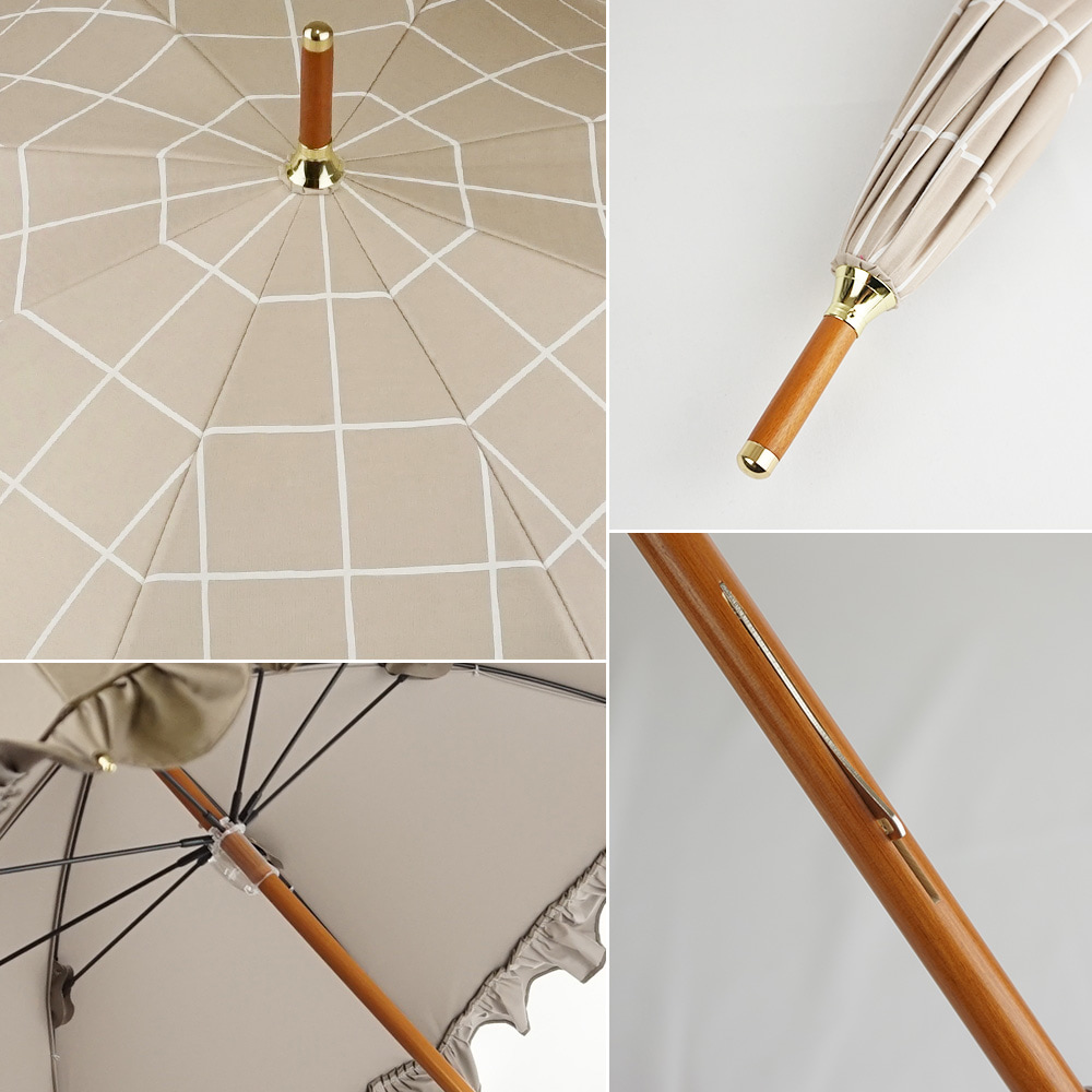 完全遮光 日傘 UVカット100％ 遮光率100％ Paraffi パラフィ ショート傘 チェック柄 チャコール