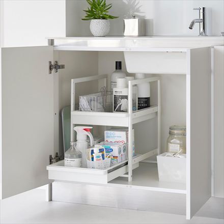 tower タワー シンク下スライドラック 2段 ホワイト 1460