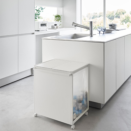 tower 蓋付き目隠し分別ダストワゴン タワー 45L 2分別 ホワイト 1820