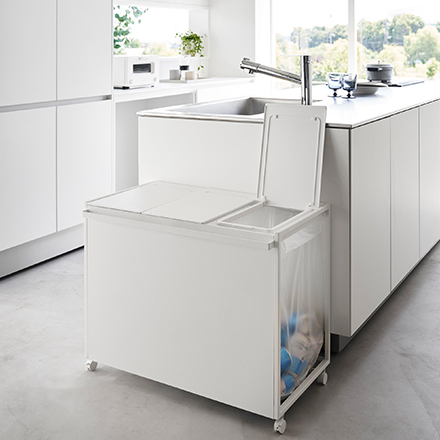 tower 蓋付き目隠し分別ダストワゴン タワー 45L 3分別 ホワイト 1822