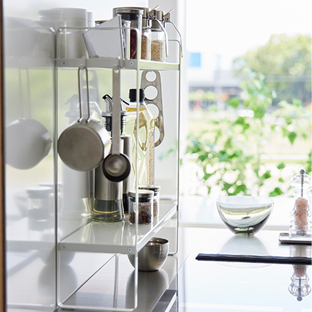 tower タワー 下が拭けるコンロ横ラック 2段 ホワイト 1991