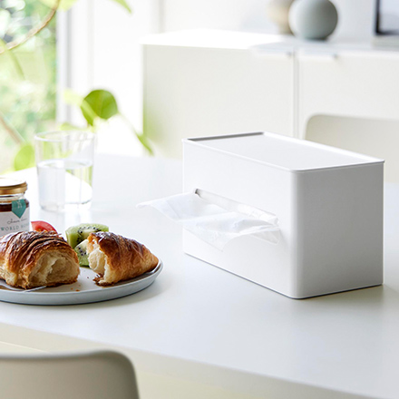 tower タワー 両面コンパクトティッシュ&ウェットシートケース ホワイト 2040