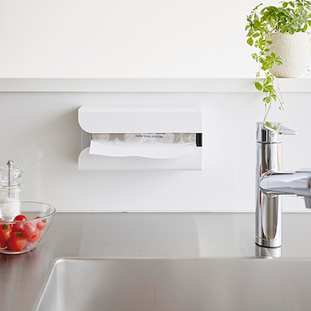 tower タワー マグネットポリ袋&キッチンペーパーホルダー ホワイト 3773