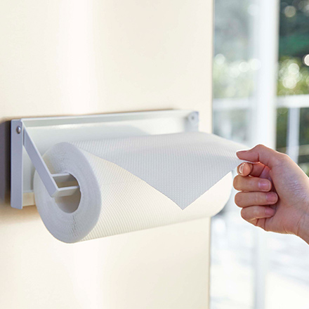 tower タワー 片手でカットマグネットキッチンペーパーホルダー ホワイト 4941