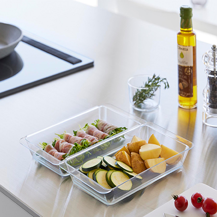 tower タワー 電子レンジ対応連結できる洗いやすい下ごしらえ調理トレー 深型 2個組 クリア 10337