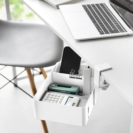 tower タワー テーブル横回転収納ラック 仕切り付き ホワイト 10365