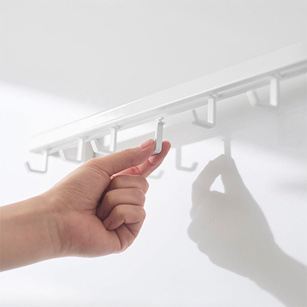 tower タワー フィルムフック鍋蓋も収納できるキッチンツールバーフック付き W55 ホワイト 10412