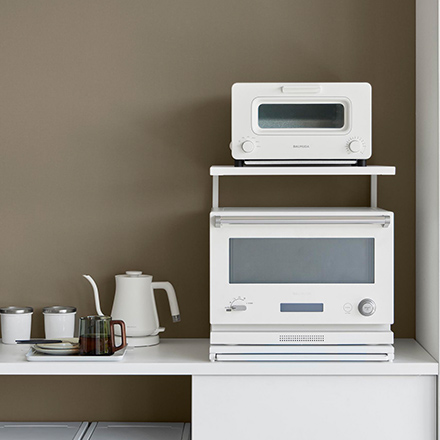 tower タワー スライドテーブル付きキッチン家電下ラック 2段 ホワイト 10652