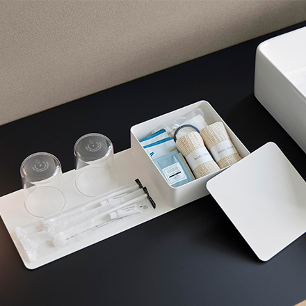 tower タワー 収納ボックス付きトレー ホワイト 10795