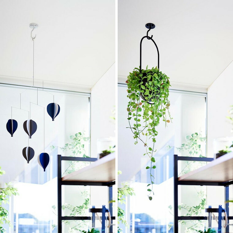 山崎実業 公式 tower 天井から吊り下げできるプランターフック タワー 石こうボード壁対応 公式 10227 10228 / ブラック