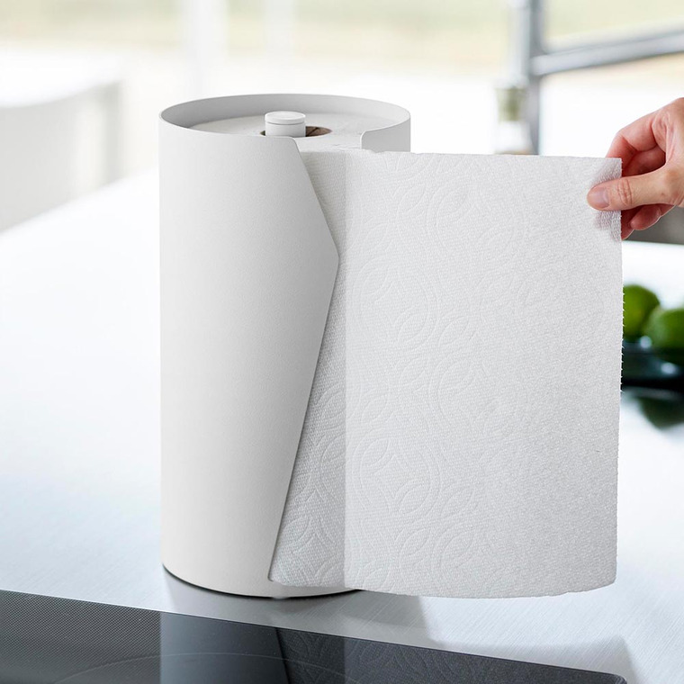 山崎実業 tower 片手でカット隠せるキッチンペーパーホルダー タワー 縦タイプ L 10041 10042 / ブラック