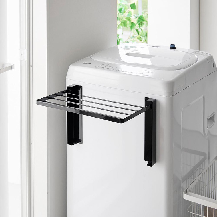 山崎実業 tower 使いやすい高さに開くマグネット洗濯機横折り畳み棚 タワー 10019 10020 / ブラック