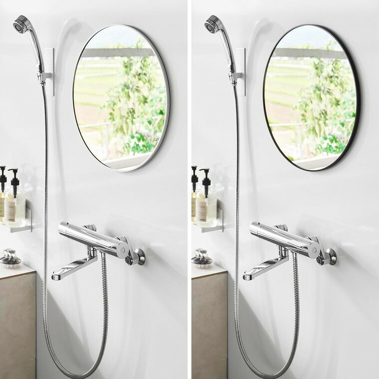 tower マグネットバスルーム樹脂ミラー タワー 丸型 42cm 山崎実業 10173 10174 / ブラック