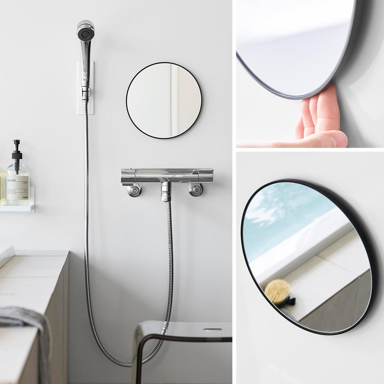 マグネットバスルームミラー タワー 丸型 23cm 山崎実業 tower 10175 10176 ホワイト ブラック / ホワイト