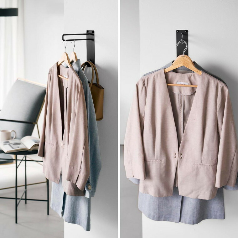 山崎実業 tower 壁付けちょい干しハンガー タワー 10387 10388 / ブラック