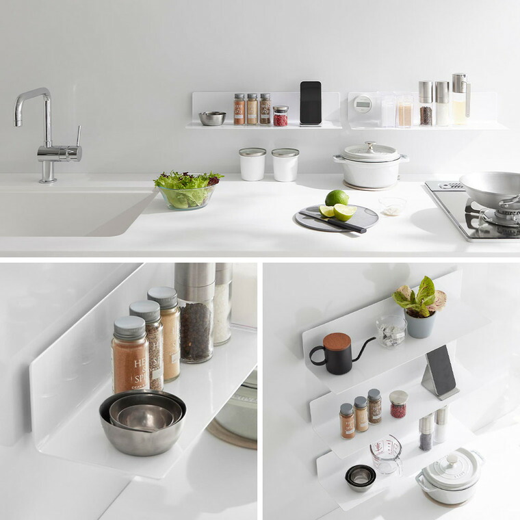 山崎実業 tower フィルムフックキッチン棚 タワー ワイド 10410 10411 / ブラック