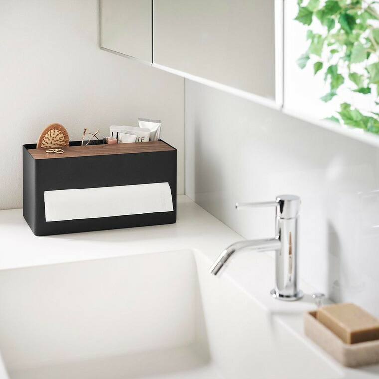 山崎実業 RIN 厚型対応ティッシュケース&リモコンスタンド リン 10414 10415 / ナチュラル