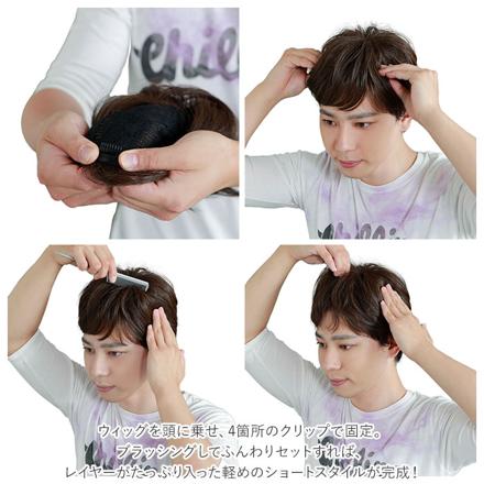 プリシラ 男性用5分ウィッグ レイヤーショート GB-22 TCK/耐熱ショコラブラック
