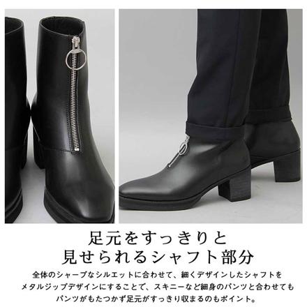 gLabeLLa Front Zip HeeL BootS Mサイズ(26.0-26.5cM) BLACK