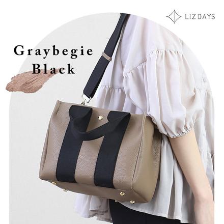 LIZDAYS テープハンドル 2WAYバッグ Sサイズ GBEBK.グレーベージュブラック