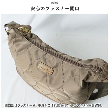 LIZDAYS キルティングナイロンスリムショルダーバッグ Bカーキ/ブラック