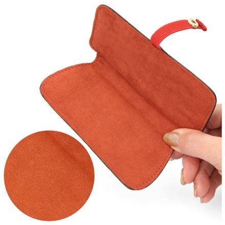 スリム メガネケース スエード調・レザー調 レッド