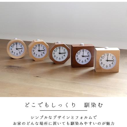木製置き時計 c0310 八角型 ブラウン