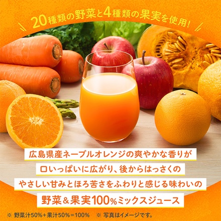 カゴメ 野菜生活100 広島ネーブルオレンジ&はっさくミックス 195ml紙パック×24本入|野菜 ミックス オレンジ はっさく ジュース