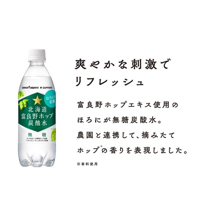 ポッカサッポロ 北海道 富良野 ホップ 炭酸水 500mlペットボトル×24本入|炭酸 ソーダ 割り材 北海道富良野