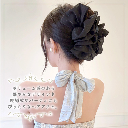 MILASIC シフォン ヘアクリップ パールブラック TN-CHHC-BK-PL