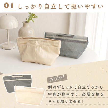MILASIC 自立式 バッグインバッグ ノーマル-グレー Sサイズ TN-STBIB-A-S-GY