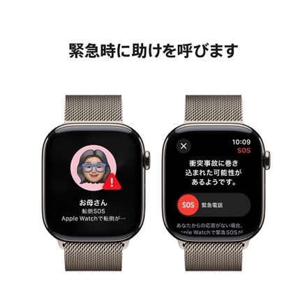 Apple Watch Series 10（GPS + Cellularモデル）- 46mmナチュラルチタニウムケースとナチュラルミラネーゼループ - S/M with AppleCare+