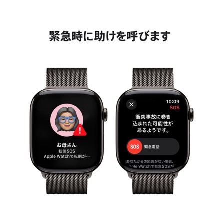 Apple Watch Series 10（GPS + Cellularモデル）- 46mmスレートチタニウムケースとスレートミラネーゼループ - S/M with AppleCare+