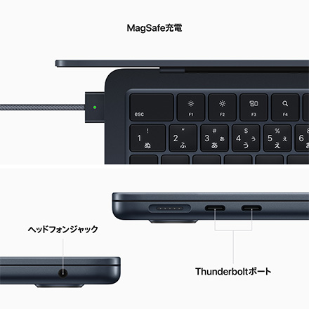 Apple 13インチMacBook Air: 8コアCPUと8コアGPUを搭載したApple M2チップ, 16GB, 256GB SSD - ミッドナイト with AppleCare+