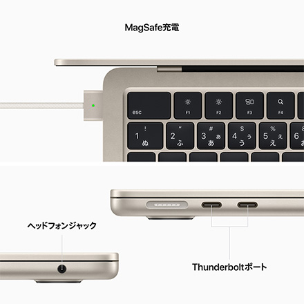 Apple 13インチMacBook Air: 8コアCPUと8コアGPUを搭載したApple M2チップ, 16GB, 256GB SSD - スターライト