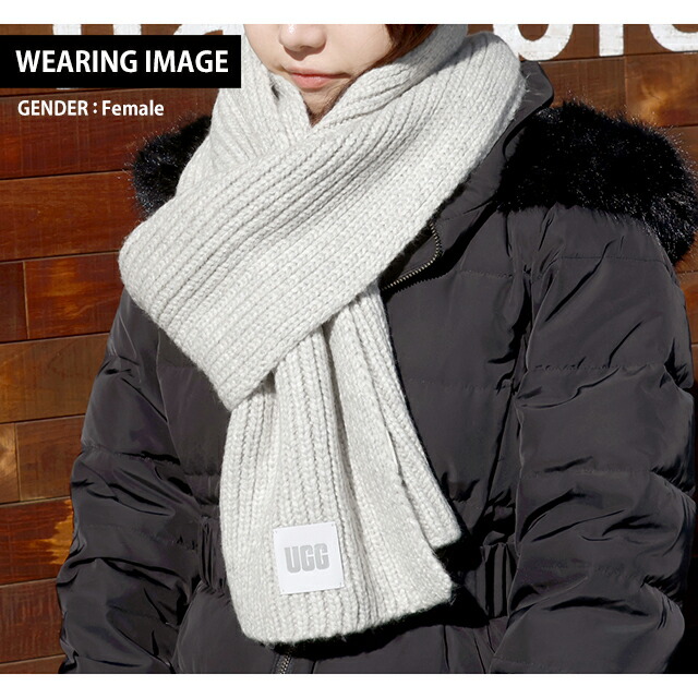 アグ マフラー メンズ レディース ブランド UGG CHUNKY RIB SCARF ロゴ 101106 Light grey 小物
