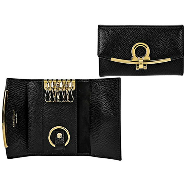 フェラガモ キーケース レディース Ferragamo 22D151PEBBLE NER 683 320 ブラック ブランド 高級 おしゃれ プレゼント 実用的