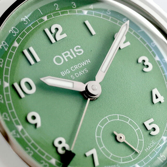 オリス ビッククラウン ポインターデイト 40mm 自動巻き 腕時計 ブランド メンズ ORIS 01 403 7799 4067-07 6 20 09FC アナログ グリーン スイス製 高級 おしゃれ 防水 プレゼント 男性 実用的