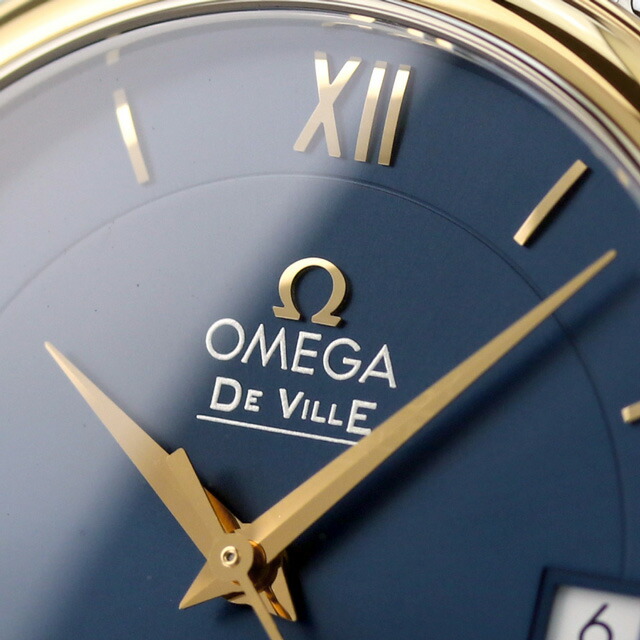 オメガ デビル プレステージ 36.8mm 自動巻き K18 腕時計 メンズ OMEGA 424.20.37.20.03.001 アナログ ブルー イエローゴールド スイス製 高級 ブランド おしゃれ 防水 プレゼント 男性 実用的