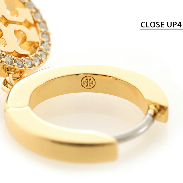 トリーバーチ ピアス レディース ブランド TORY BURCH MILLER PAVE HUGGIE HOOP EARRING フープ 両耳用 87041-783 Tory Gold アクセサリー